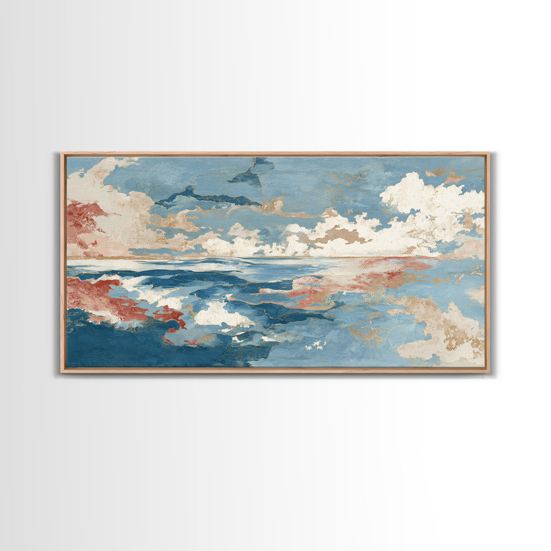 Lobster in Bold Coastal Red Palette Framed Canvas Print, Marine Life Art, Boho Decor, Living Room Decor, Oil Painting, Marine, MLA-2x1-35