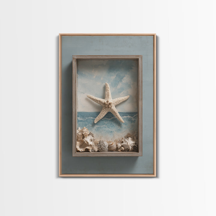 Starfish and Shells Natural Specimen Layout Canvas Print, Marine Life Art, Fine Art Print, Living Room Decor, Fine Art, Marine, MLA-2x3-45
