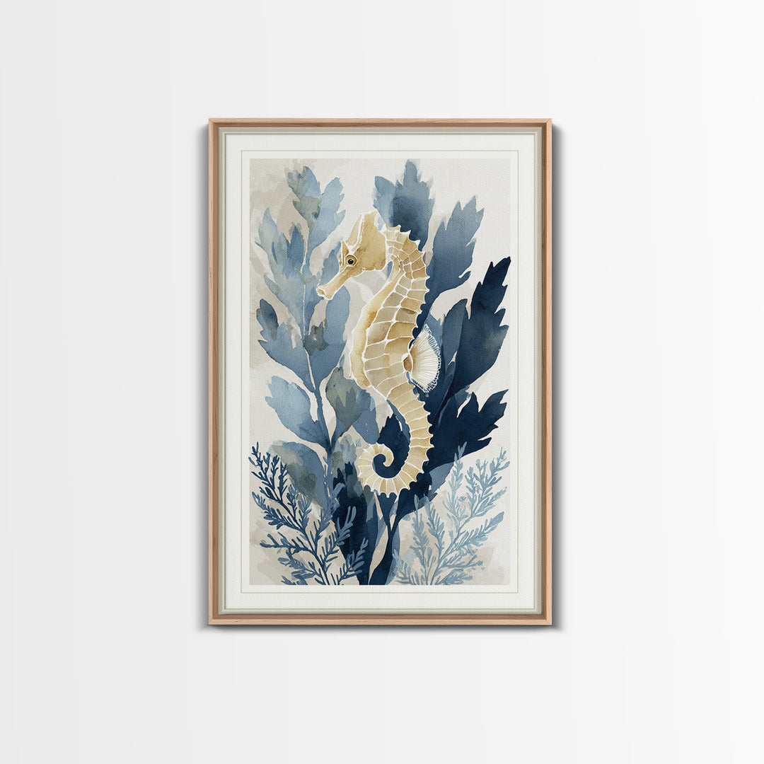 Sea Dragon Drifting Among Kelp Framed Canvas Print, Marine Life Art, Textured Painting, Living Room Decor, Fine Art, Marine, MLA-2x3-73