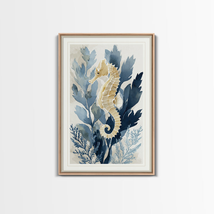 Sea Dragon Drifting Among Kelp Framed Canvas Print, Marine Life Art, Textured Painting, Living Room Decor, Fine Art, Marine, MLA-2x3-73