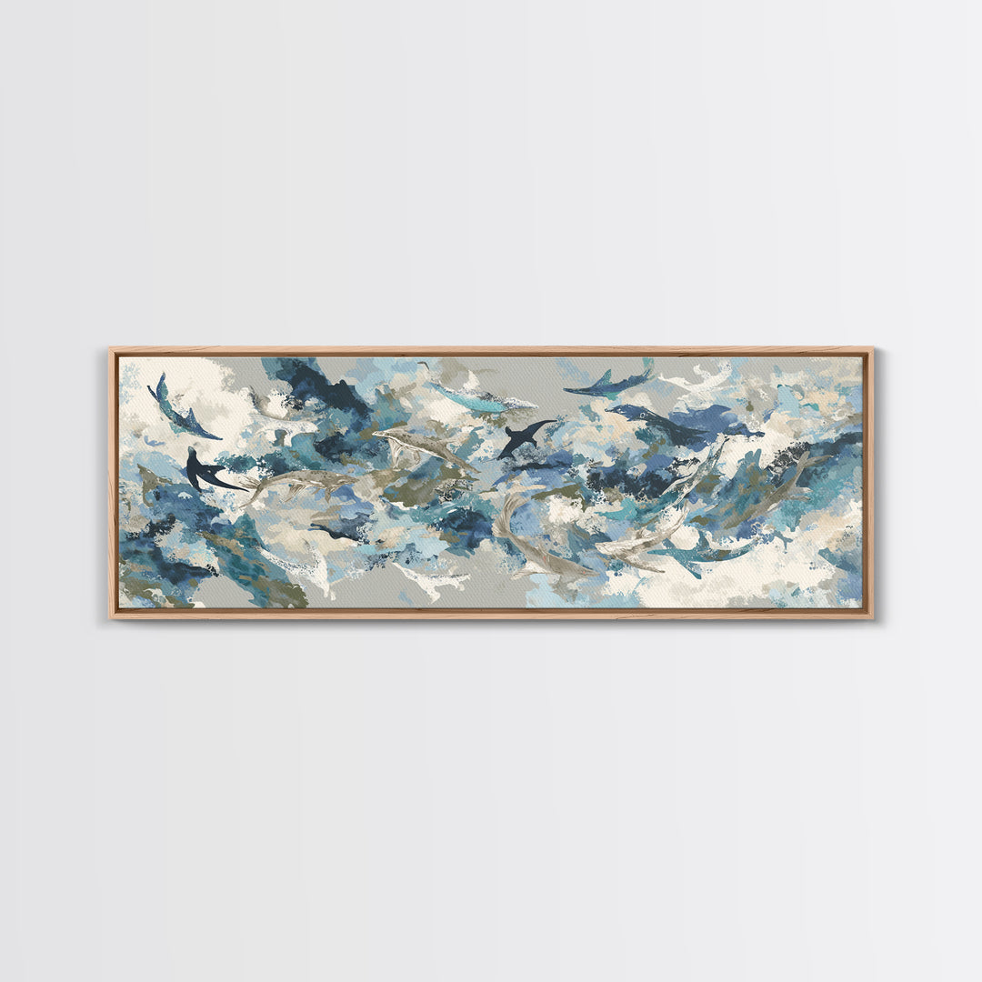 Sea Dragon Drifting Among Kelp Framed Canvas Print, Marine Life Art, Beach Prints, Living Room Decor, Fine Art, Marine, MLA-3x1-57