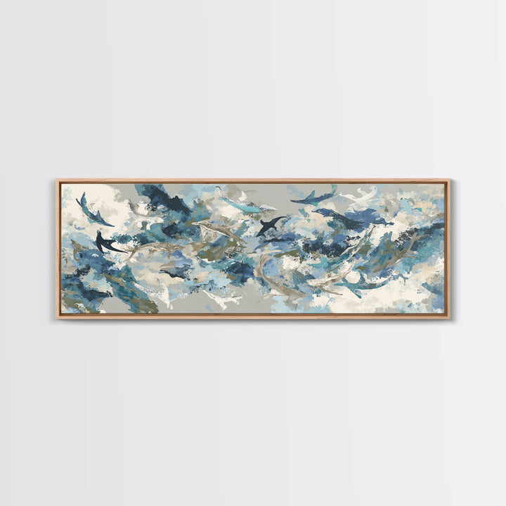 Sea Dragon Drifting Among Kelp Framed Canvas Print, Marine Life Art, Beach Prints, Living Room Decor, Fine Art, Marine, MLA-3x1-57