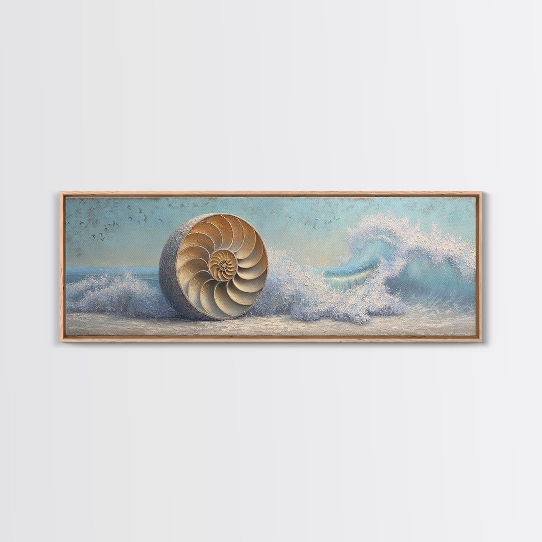 Nautilus Shell Study Canvas Print, Marine Life Art, Nautical Decor, Living Room Decor, Fine Art, Marine, Nautical Wall Decor, MLA-3x1-75