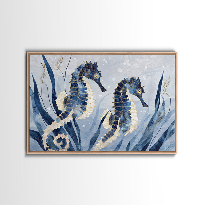 Seahorse Pair Among Sea Grass Canvas Print, Marine Life Art, Coastal Decor, Living Room Decor, Fine Art, Marine, Fish Art, MLA-3x2-33