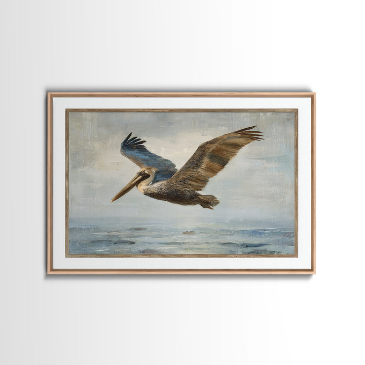Pelican Diving Toward Fish Near Surface Canvas Print, Marine Life Art, Nautical Decor, Living Room Decor, Fine Art, Marine, MLA-3x2-51