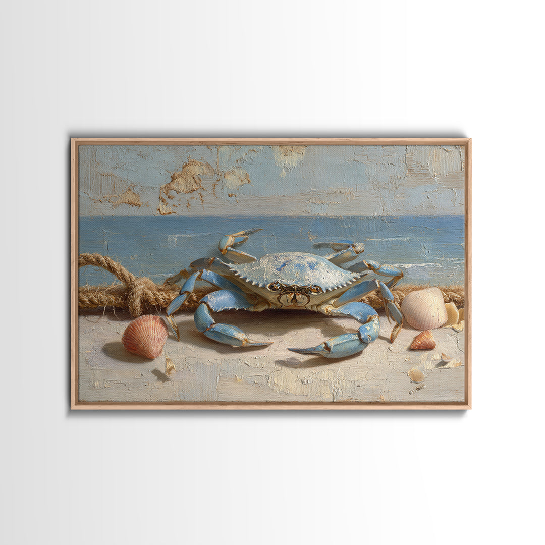 Blue Crab with Painterly Shell Texture Canvas Print, Marine Life Art, Printable Wall Art, Living Room Decor, Fine Art, Marine, MLA-3x2-62