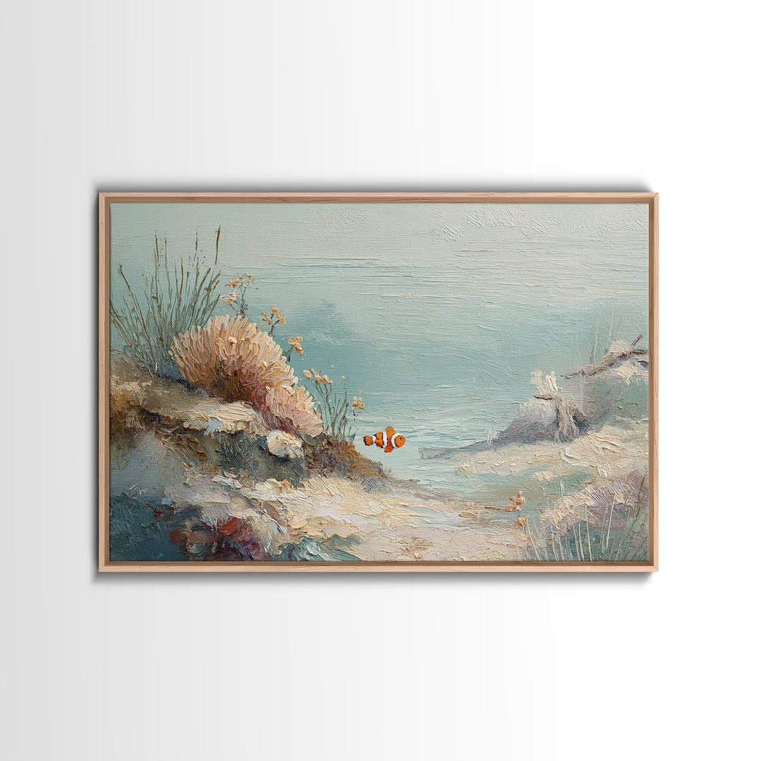 Clownfish Around Anemone Tentacles Canvas Print, Marine Life Art, Beach House Decor, Living Room Decor, Fine Art, Marine, MLA-3x2-72