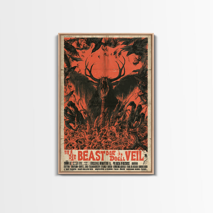 The Beast Beneath The Wedding Veil, Italian Horror Film Poster, Retro Gothic Cinema Art, Vintage Halloween Wall Art, Framed Canvas Print