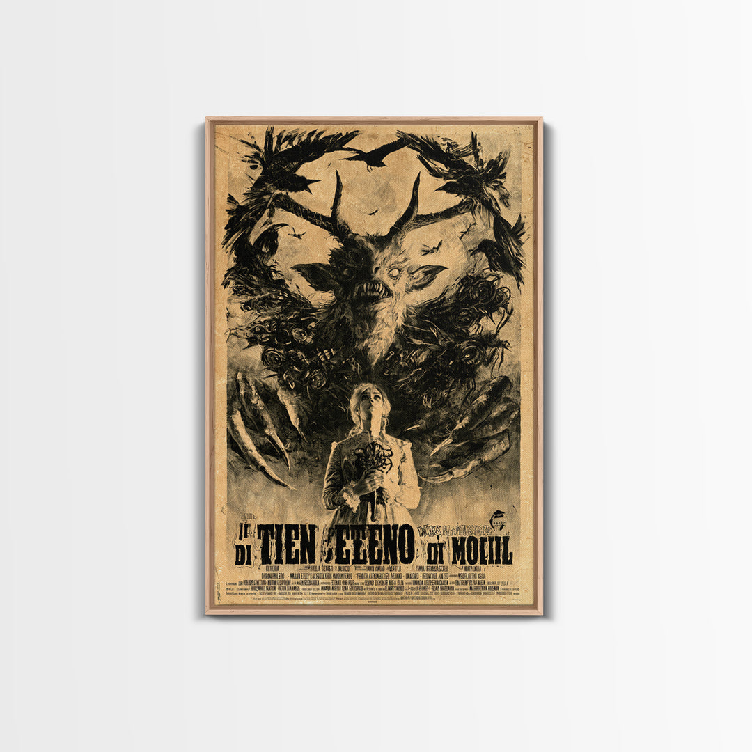 The Devil Wears Our Mother's Voice, Italian Horror Film Poster, Retro Gothic Cinema Art, Vintage Halloween Wall Art, Framed Canvas Print