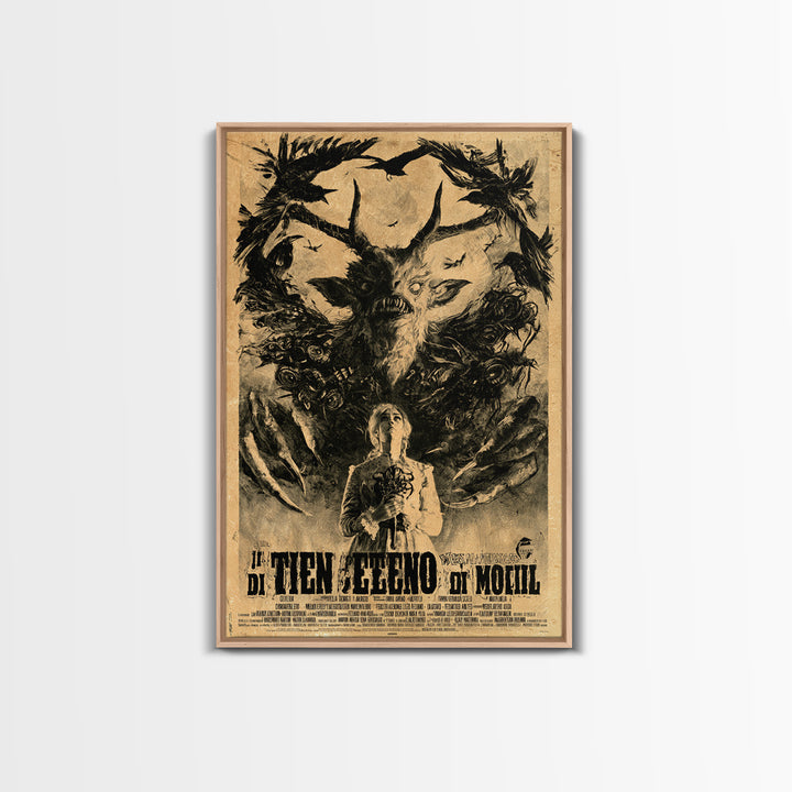 The Devil Wears Our Mother's Voice, Italian Horror Film Poster, Retro Gothic Cinema Art, Vintage Halloween Wall Art, Framed Canvas Print