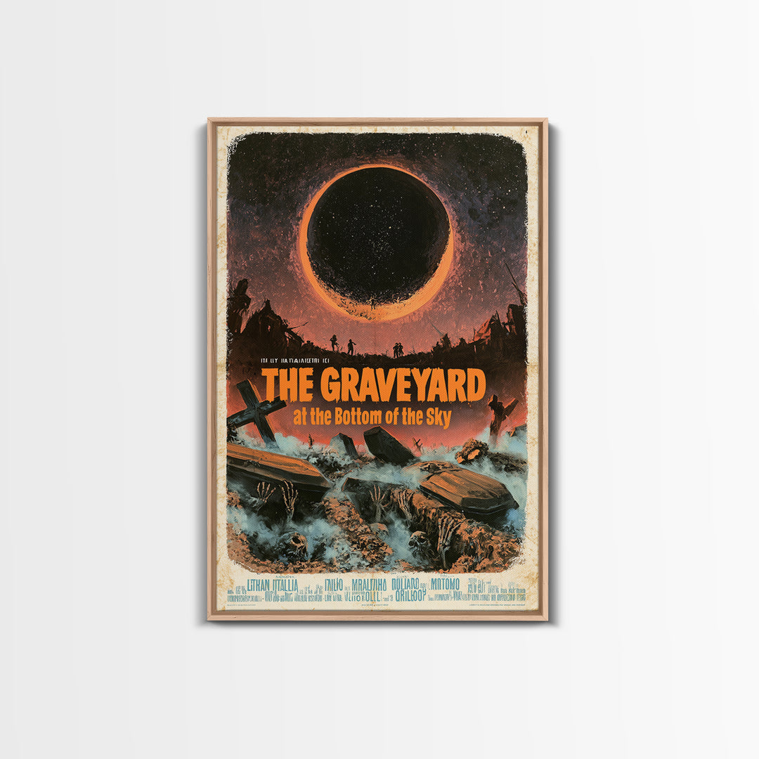The Graveyard At The Bottom Of The Sky, Italian Horror Film Poster, Retro Gothic Cinema Art, Vintage Halloween Wall Art, Framed Canvas Print