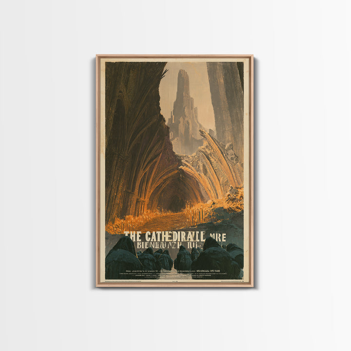 The Cathedral Beneath The Mire, French Horror Film Poster, Retro Gothic Cinema Art, Vintage Halloween Wall Art, Framed Canvas Print