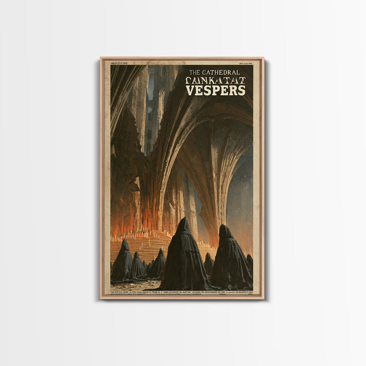 The Cathedral That Sank At Vespers, French Horror Film Poster, Retro Gothic Cinema Art, Vintage Halloween Wall Art, Framed Canvas Print