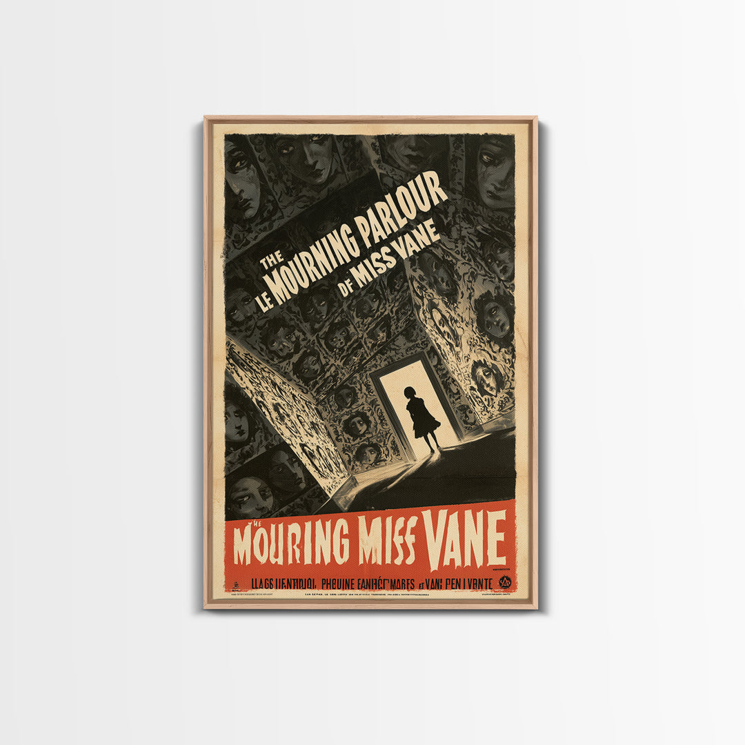 The Mourning Parlour Of Miss Vane, French Horror Film Poster, Retro Gothic Cinema Art, Vintage Halloween Wall Art, Framed Canvas Print