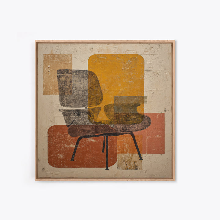 Eames Era Chair Silhouette as Graphic Art Canvas Print, Midcentury Modern Art, Minimalist Wall Art, Living Room Decor, Retro, MMA-1x1-100