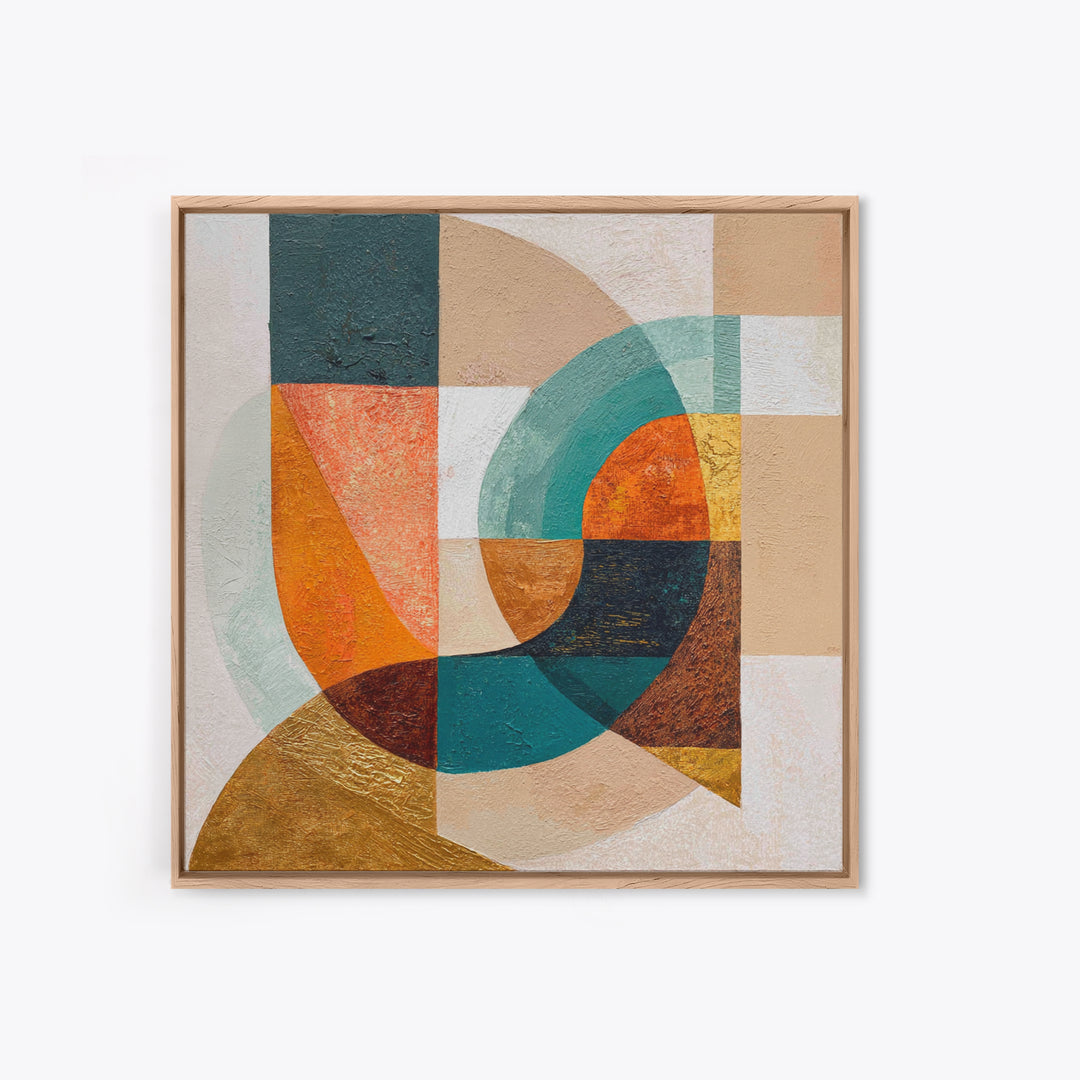 Boomerang Shapes in Mustard Teal and Coral Canvas Print, Midcentury Modern Art, Room Decor, Living Room Decor, Abstract Art, MMA-1x1-25