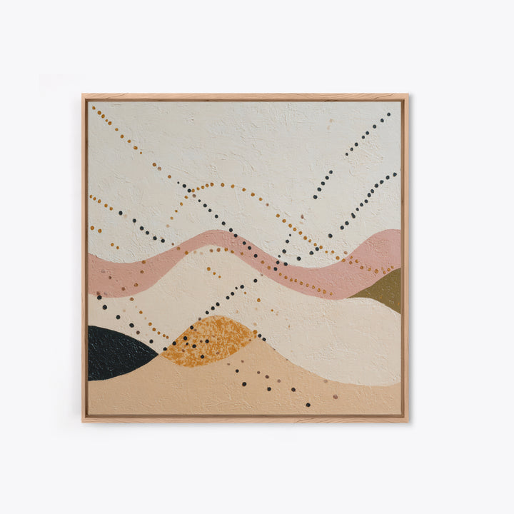 Minimal Mountain Scene Framed Canvas Print, Midcentury Modern Art, Abstract Wall Art, Living Room Decor, Watercolor Art, Retro, MMA-1x1-39