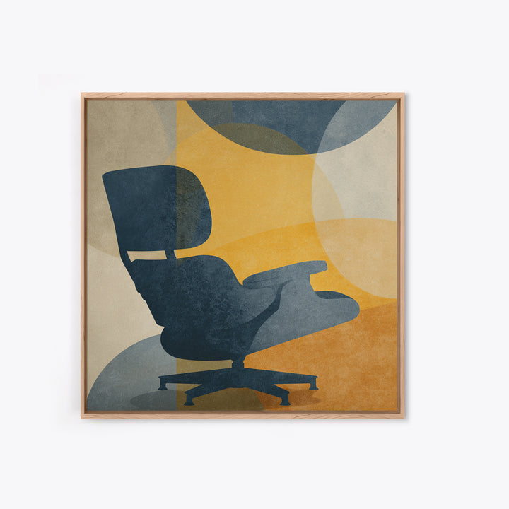 Eames Era Chair Silhouette as Graphic Art Canvas Print, Midcentury Modern Art, Living Room Decor, Watercolor Art, Retro, MMA-1x1-4