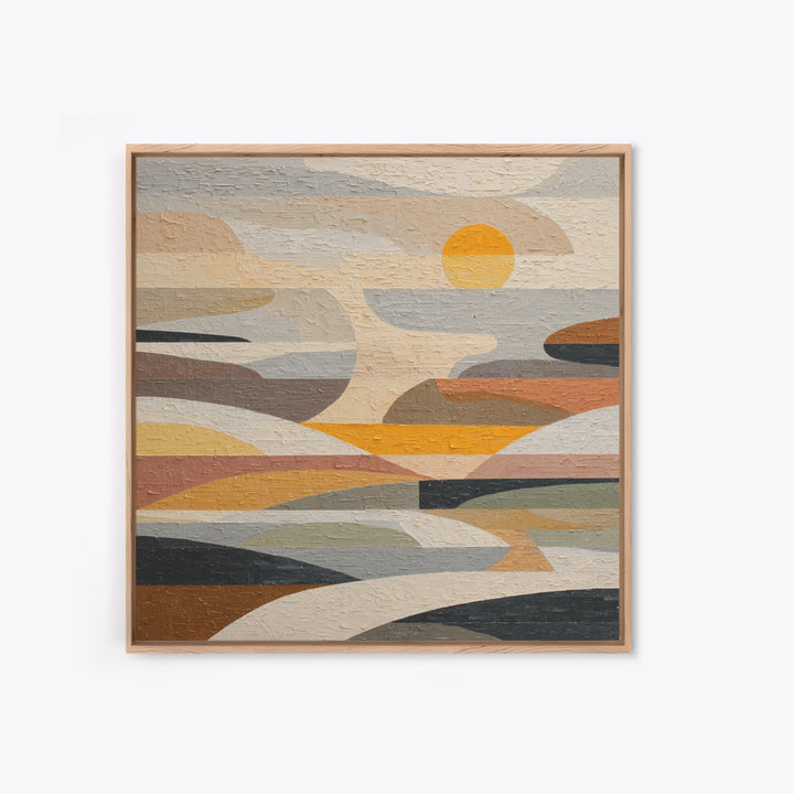 Large Sun and Hill Shapes Canvas Print, Midcentury Modern Art, Fine Art Print, Living Room Decor, Abstract Art, Retro, MMA-1x1-5
