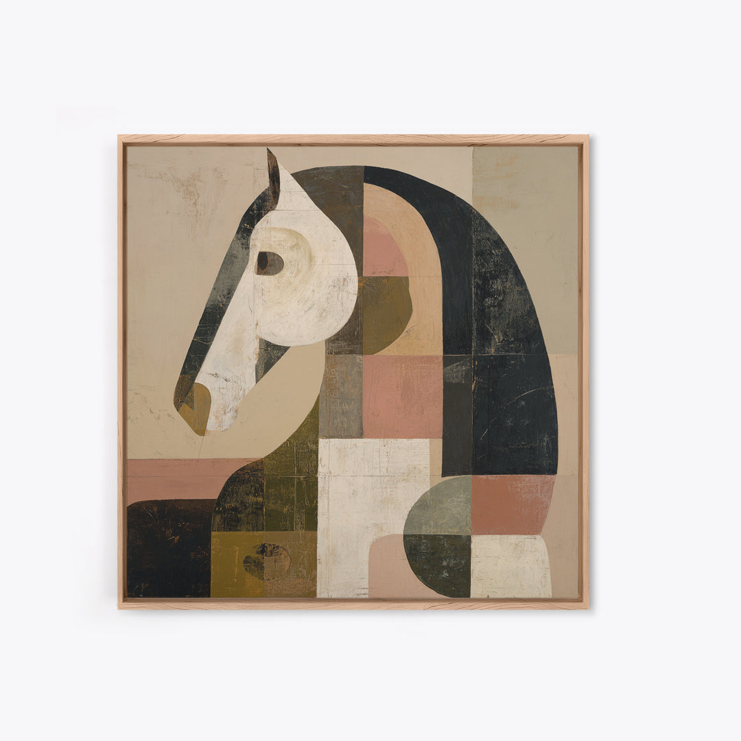 Mid Century Horse Framed Canvas Print, Midcentury Modern Art, Modern Decor, Living Room Decor, Fine Art, Retro, Poster, MMA-1x1-67