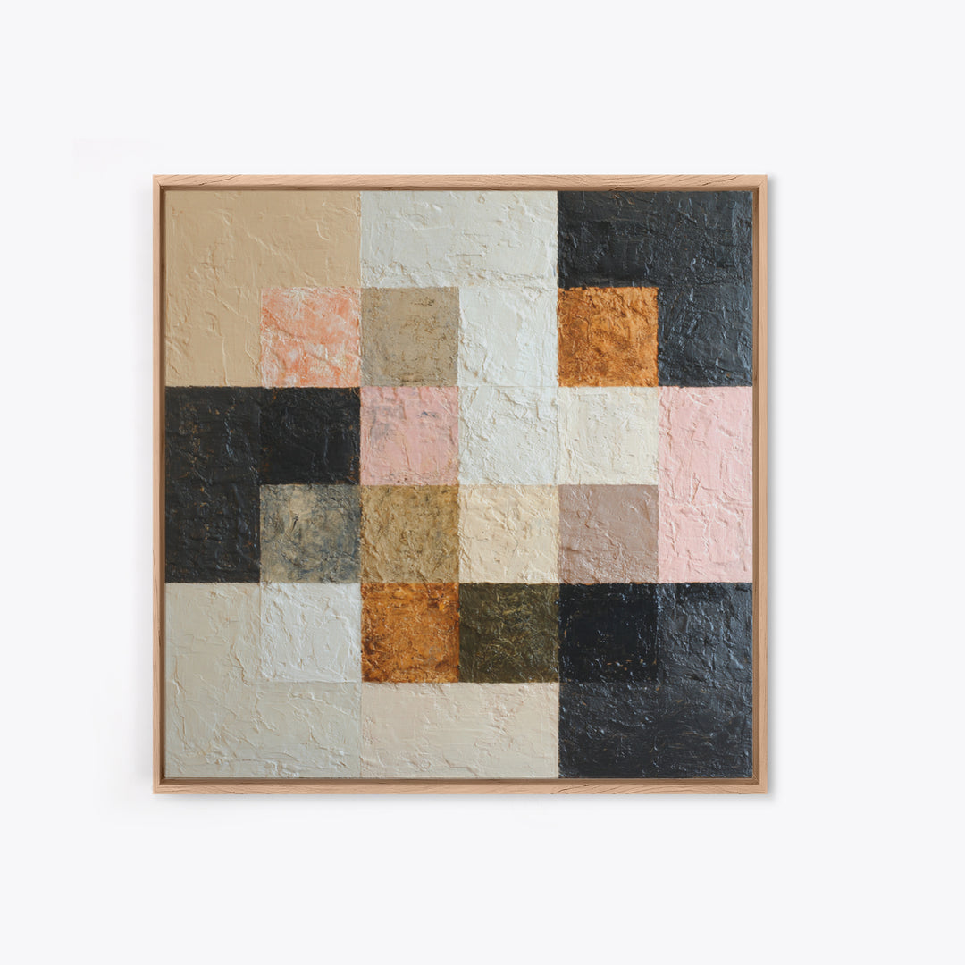 Desert Landscape Reduced to Color Blocks Framed Canvas Print, Midcentury Modern Art, Fine Art Print, Living Room Decor, Retro, MMA-1x1-80