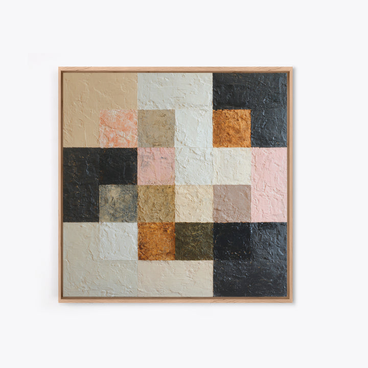Desert Landscape Reduced to Color Blocks Framed Canvas Print, Midcentury Modern Art, Fine Art Print, Living Room Decor, Retro, MMA-1x1-80