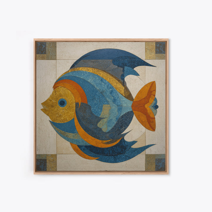 Abstract Fish Shapes Canvas Print, Midcentury Modern Art, Neutral Decor, Living Room Decor, Fine Art, Retro, Home Decor, MMA-1x1-90