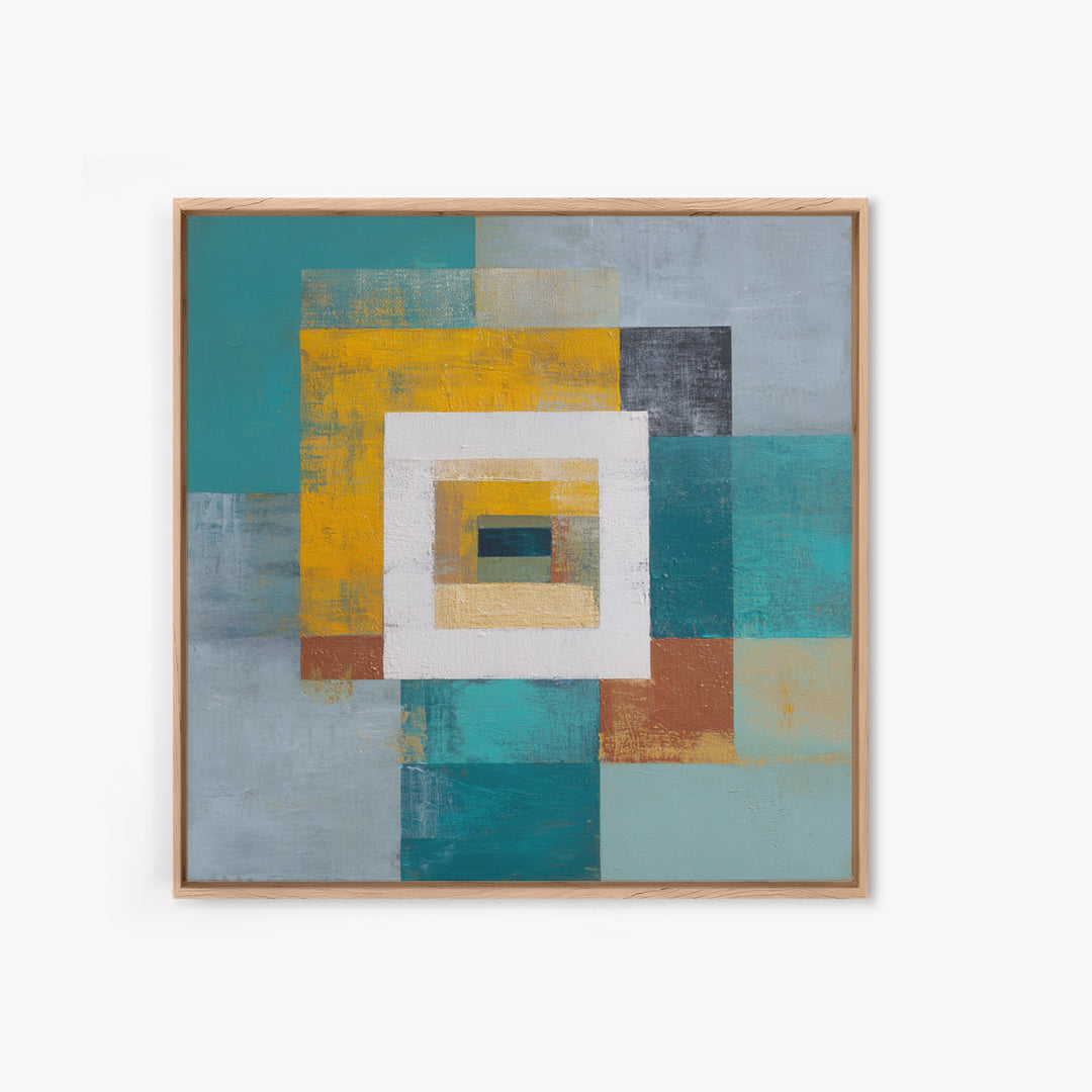 Teal Sofa Era Abstract Pattern Without Furniture Canvas Print, Midcentury Modern Art, Digital Prints, Living Room Decor, Retro, MMA-1x1-96