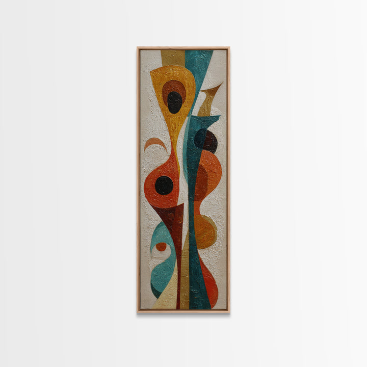 Boomerang Shapes in Mustard Teal and Coral Canvas Print, Midcentury Modern Art, Minimalist Decor, Living Room Decor, Retro, MMA-1x3-13