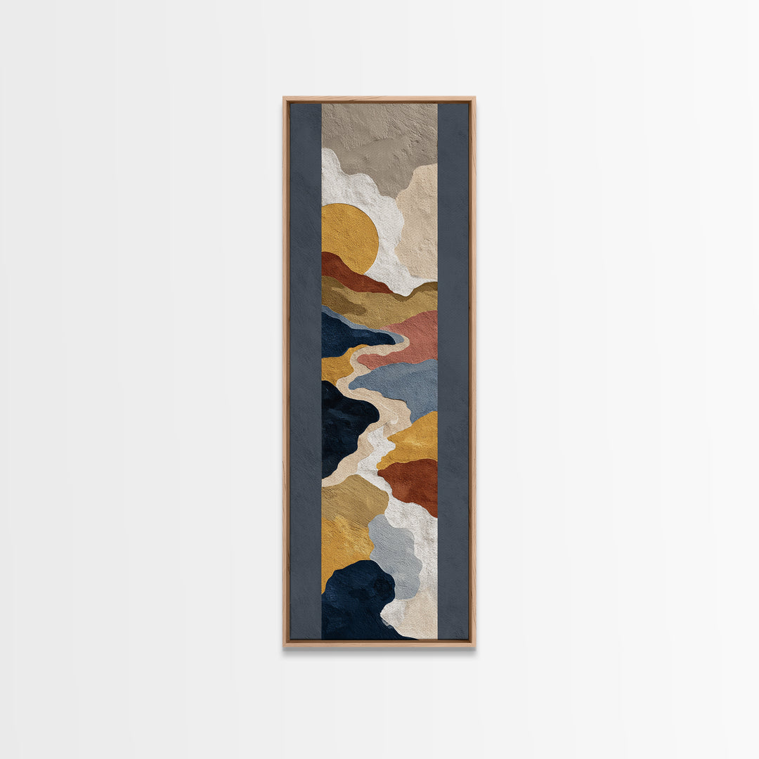 Large Sun and Hill Shapes Canvas Print, Midcentury Modern Art, Poster, Living Room Decor, Retro, Art Deco, Original Art, MMA-1x3-17