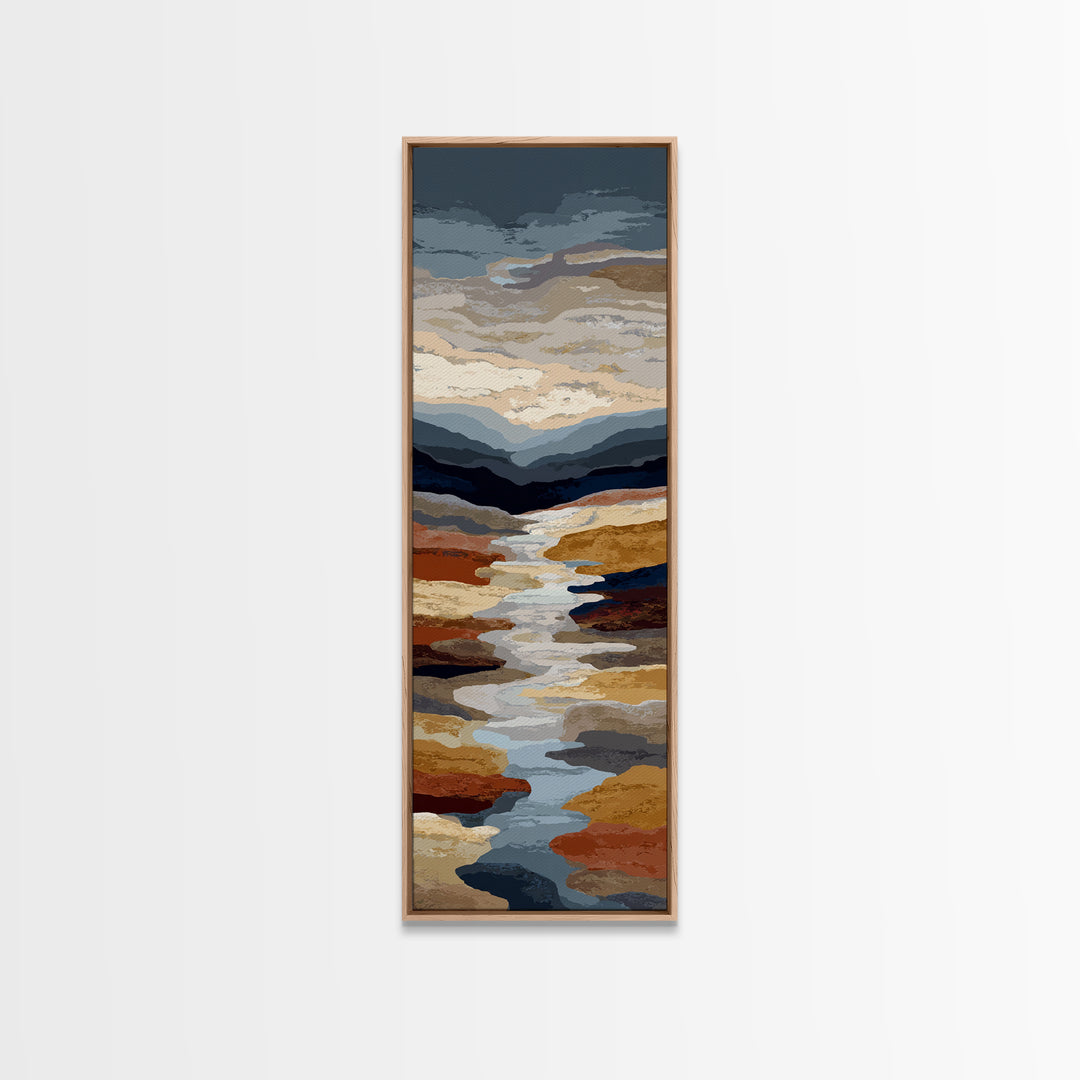 Desert Landscape Reduced to Color Blocks Canvas Print, Midcentury Modern Art, Living Room Wall Art, Living Room Decor, Retro, MMA-1x3-92