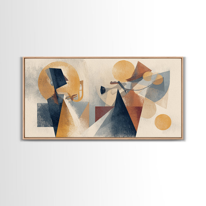 Jazz Musician in Angular Mid Century Style Canvas Print, Midcentury Modern Art, Digital Art, Living Room Decor, Retro, MMA-2x1-29