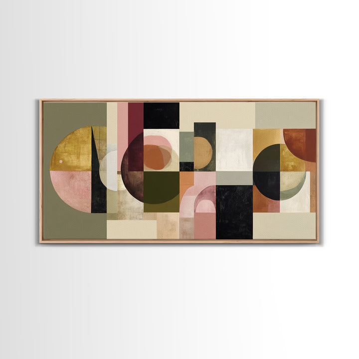 Large Sun and Hill Shapes Canvas Print, Midcentury Modern Art, Boho, Living Room Decor, Abstract Art, Retro, Retro Wall Art, MMA-2x1-49