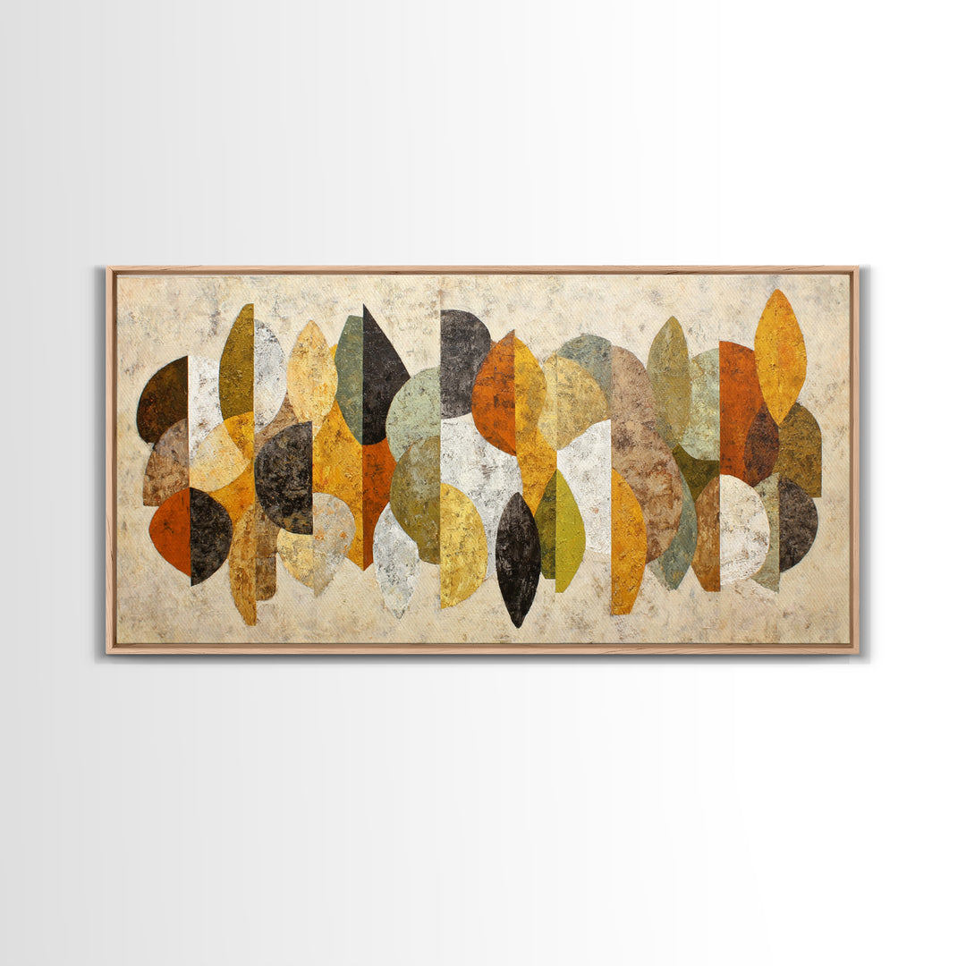 Abstract Leaf Shapes Canvas Print, Midcentury Modern Art, Art, Living Room Decor, Watercolor Art, Retro, Abstract Art, MMA-2x1-78