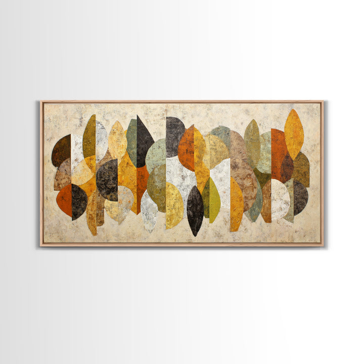 Abstract Leaf Shapes Canvas Print, Midcentury Modern Art, Art, Living Room Decor, Watercolor Art, Retro, Abstract Art, MMA-2x1-78