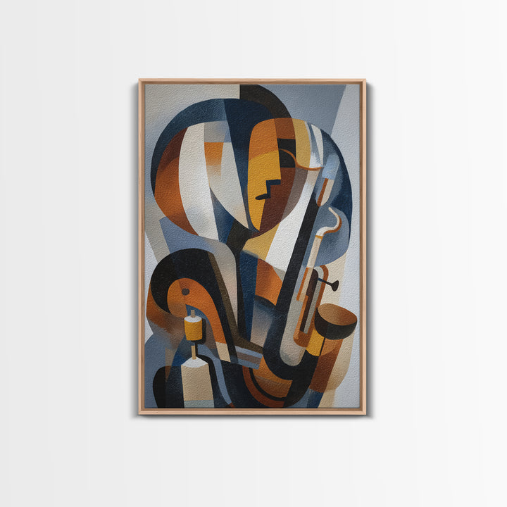 Jazz Musician in Angular Mid Century Style Canvas Print, Midcentury Modern Art, Mid Century Modern, Living Room Decor, Retro, MMA-2x3-17