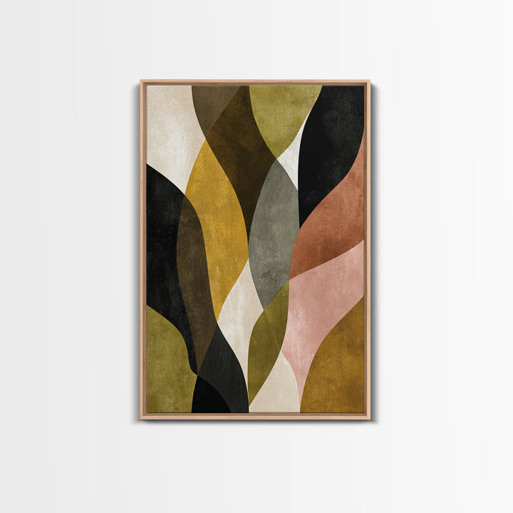 Abstract Leaf Shapes Framed Canvas Print, Midcentury Modern Art, Home Decor, Living Room Decor, Fine Art, Retro, Boho, MMA-2x3-18