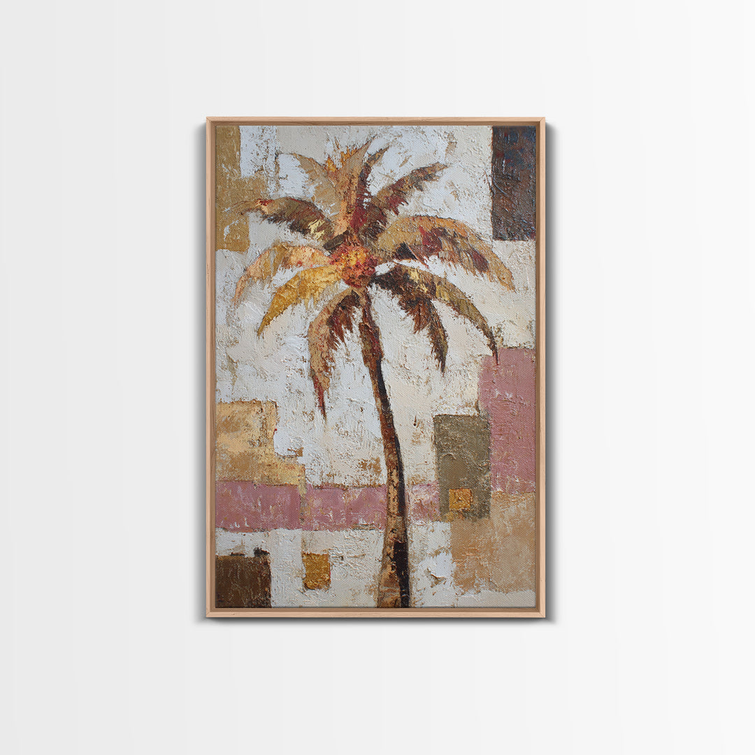 Stylized Palm Tree Framed Canvas Print, Midcentury Modern Art, Art Print, Living Room Decor, Fine Art, Retro, Abstract Wall Art, MMA-2x3-25