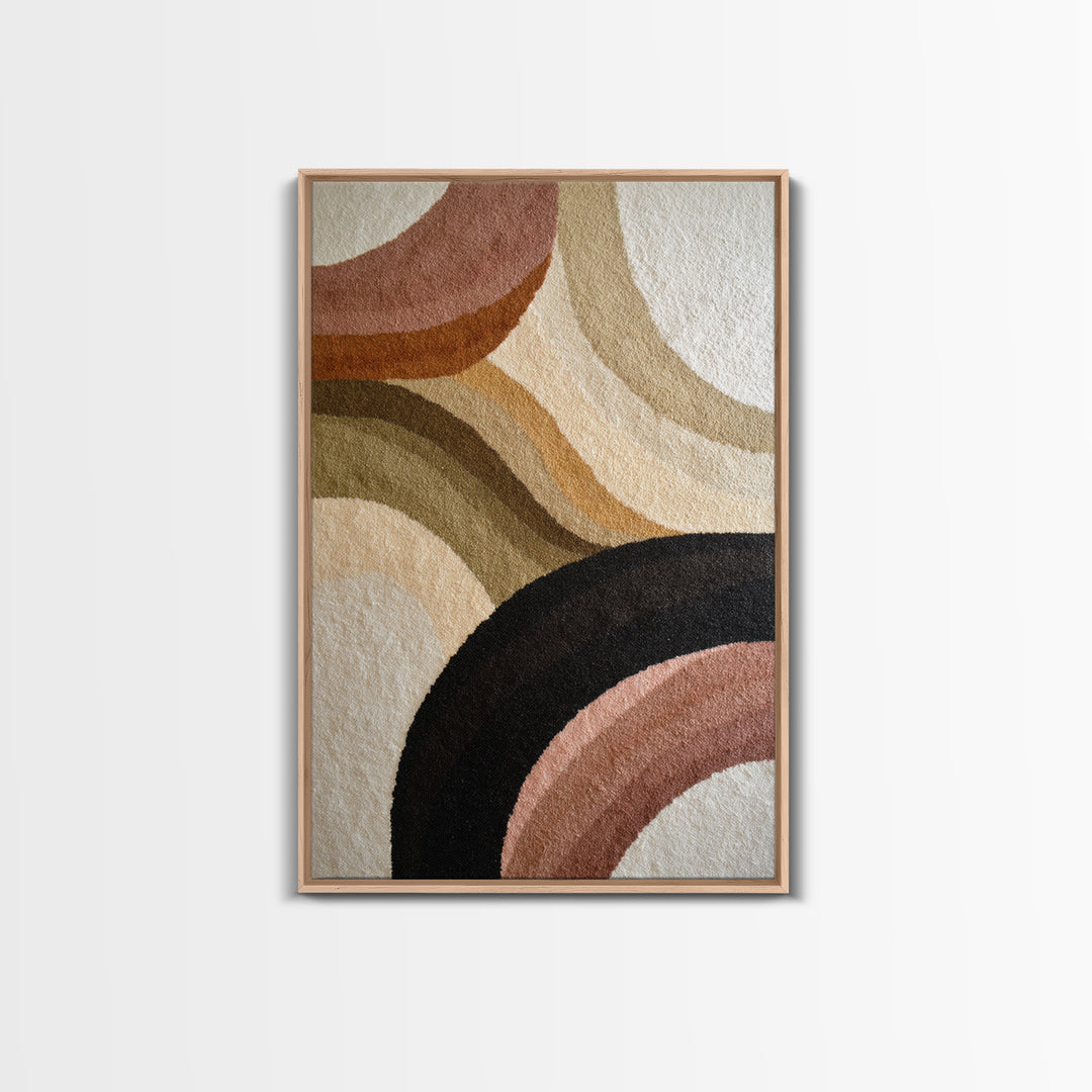 Large Sun and Hill Shapes Framed Canvas Print, Midcentury Modern Art, Living Room Decor, Abstract Art, Retro, MMA-2x3-37