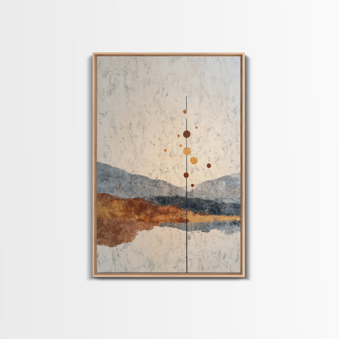 Minimal Mountain Scene Framed Canvas Print, Midcentury Modern Art, Mid Century Modern, Living Room Decor, Fine Art, Retro, MMA-2x3-47