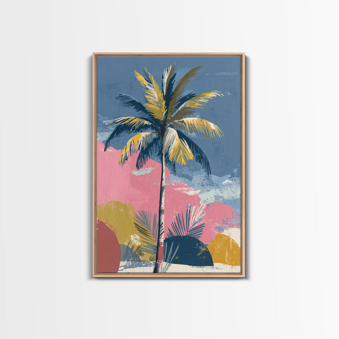 Stylized Palm Tree Framed Canvas Print, Midcentury Modern Art, Living Room Decor, Fine Art, Retro, Neutral Decor, Modern Decor, MMA-2x3-73