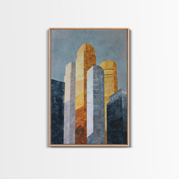 Retro City Skyline Canvas Print, Midcentury Modern Art, Boho, Living Room Decor, Abstract Art, Retro, Retro Wall Art, MMA-2x3-79