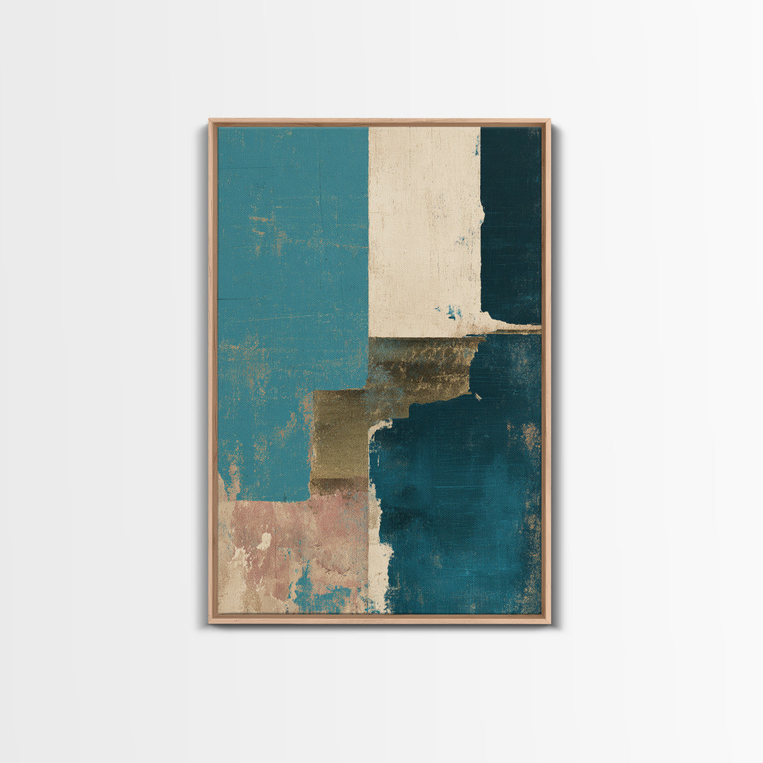 Teal Sofa Era Abstract Pattern Without Furniture Canvas Print, Midcentury Modern Art, Digital Art, Living Room Decor, Retro, MMA-2x3-80