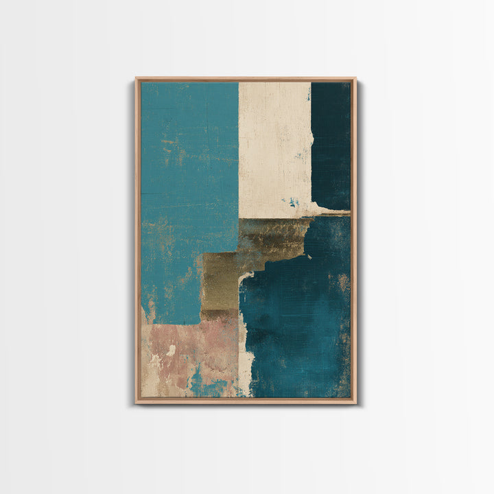 Teal Sofa Era Abstract Pattern Without Furniture Canvas Print, Midcentury Modern Art, Digital Art, Living Room Decor, Retro, MMA-2x3-80