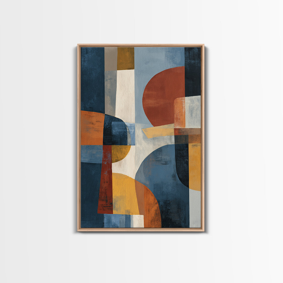 Abstract Cat in Mid Century Color Palette Framed Canvas Print, Midcentury Modern Art, Retro Wall Art, Living Room Decor, Retro, MMA-2x3-83