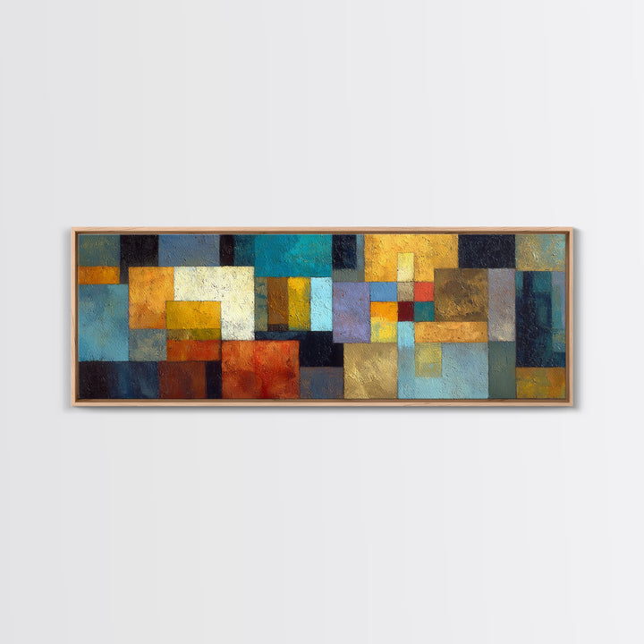 Teal Sofa Era Abstract Pattern Without Furniture Canvas Print, Midcentury Modern Art, Neutral Decor, Living Room Decor, Retro, MMA-3x1-40