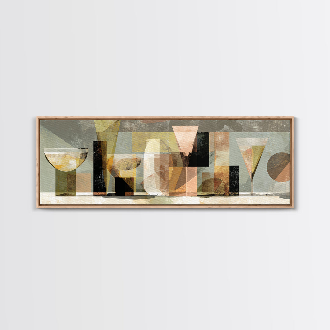 Retro Cocktail Glasses Canvas Print, Midcentury Modern Art, Abstract Wall Art, Living Room Decor, Abstract Art, Retro, MMA-3x1-46