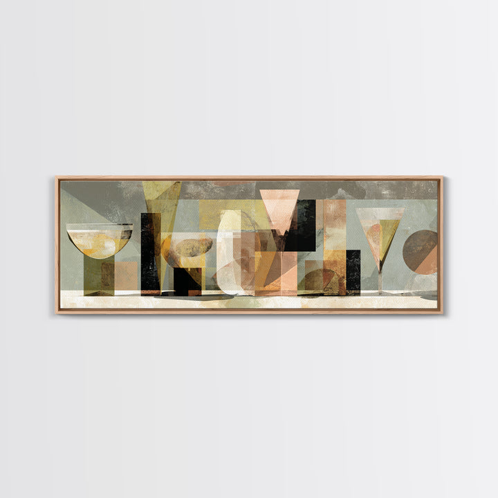 Retro Cocktail Glasses Canvas Print, Midcentury Modern Art, Abstract Wall Art, Living Room Decor, Abstract Art, Retro, MMA-3x1-46