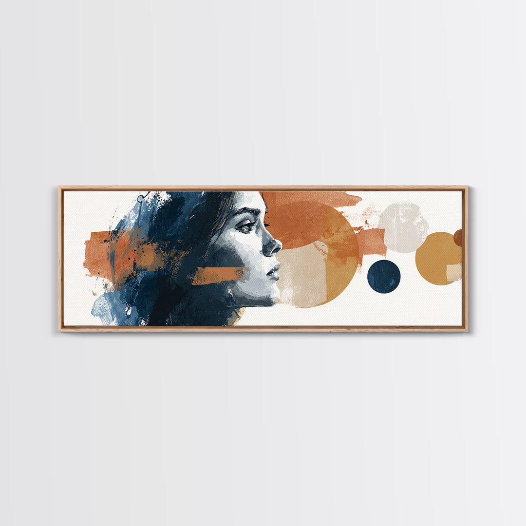 Mod Female Portrait Canvas Print, Midcentury Modern Art, Prints, Living Room Decor, Fine Art, Retro, Abstract Wall Art, MMA-3x1-95