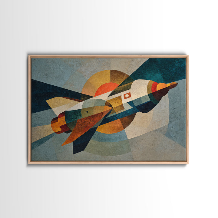 Rocket Ship in Retro Space Age Design Canvas Print, Midcentury Modern Art, Living Room Decor, Fine Art, Retro, Neutral Decor, MMA-3x2-42